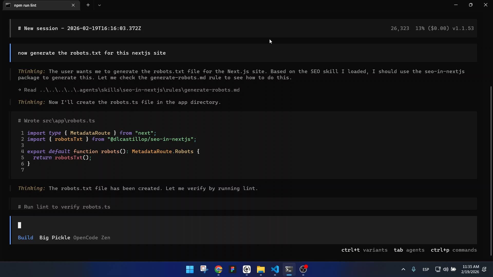 Testing robots.txt generation